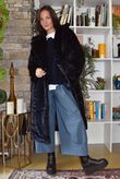 Mara Luxury Faux Fur Long Coat Navy